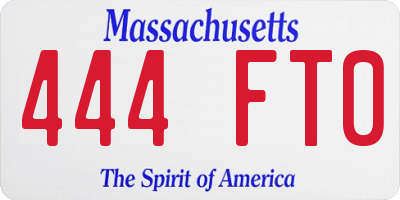 MA license plate 444FT0