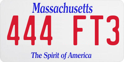 MA license plate 444FT3