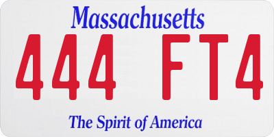 MA license plate 444FT4