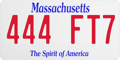 MA license plate 444FT7