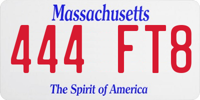 MA license plate 444FT8