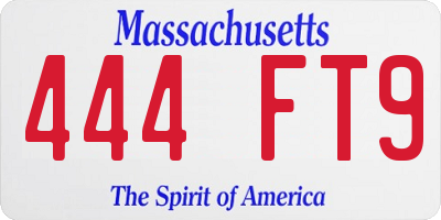 MA license plate 444FT9