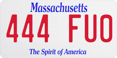 MA license plate 444FU0
