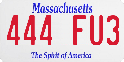 MA license plate 444FU3