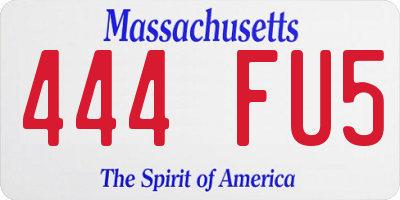 MA license plate 444FU5