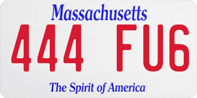 MA license plate 444FU6