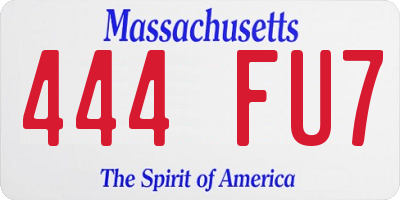 MA license plate 444FU7