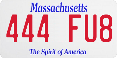 MA license plate 444FU8