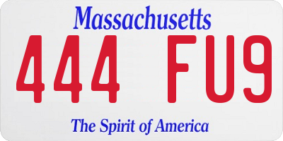MA license plate 444FU9