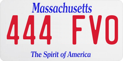 MA license plate 444FV0