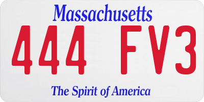 MA license plate 444FV3