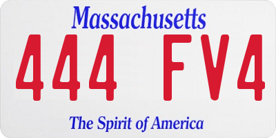 MA license plate 444FV4
