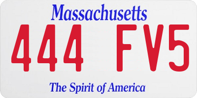 MA license plate 444FV5