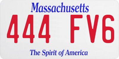 MA license plate 444FV6