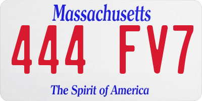 MA license plate 444FV7