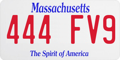 MA license plate 444FV9