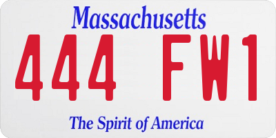 MA license plate 444FW1