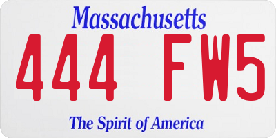 MA license plate 444FW5