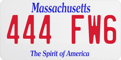 MA license plate 444FW6