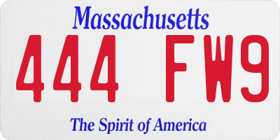 MA license plate 444FW9