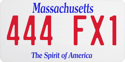 MA license plate 444FX1