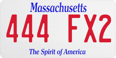 MA license plate 444FX2