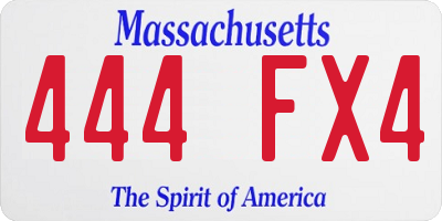 MA license plate 444FX4