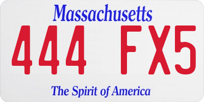 MA license plate 444FX5