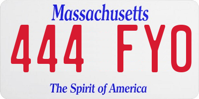 MA license plate 444FY0