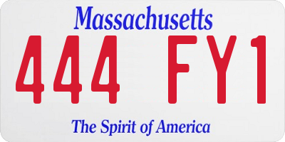 MA license plate 444FY1