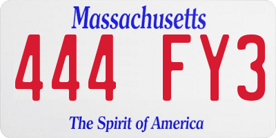 MA license plate 444FY3