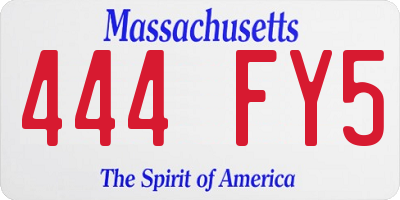 MA license plate 444FY5