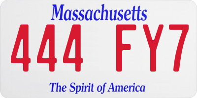 MA license plate 444FY7