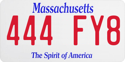 MA license plate 444FY8