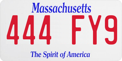 MA license plate 444FY9