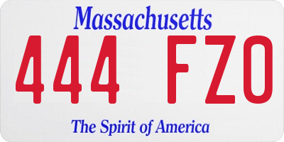 MA license plate 444FZ0