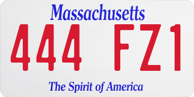 MA license plate 444FZ1