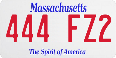 MA license plate 444FZ2