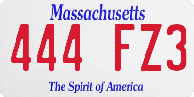 MA license plate 444FZ3