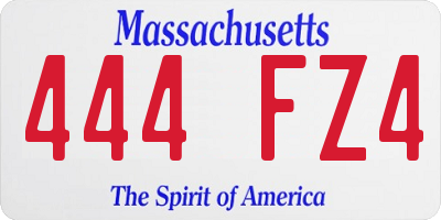 MA license plate 444FZ4