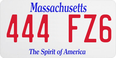 MA license plate 444FZ6