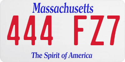 MA license plate 444FZ7