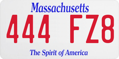 MA license plate 444FZ8