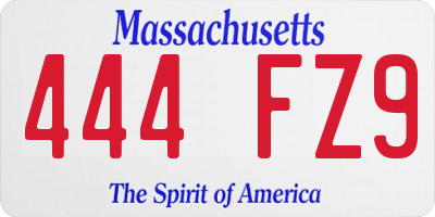 MA license plate 444FZ9