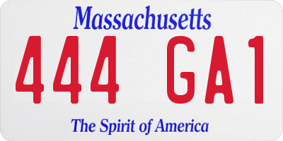MA license plate 444GA1