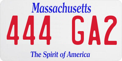 MA license plate 444GA2