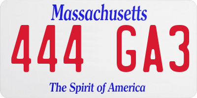 MA license plate 444GA3
