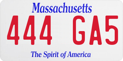 MA license plate 444GA5