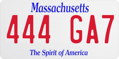 MA license plate 444GA7