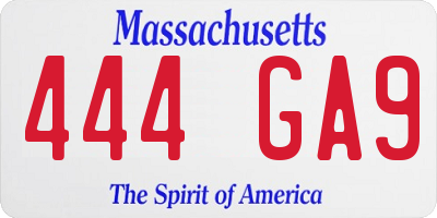 MA license plate 444GA9